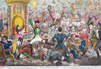 El Club Unión, 1801 (grabado en color) de James Gillray